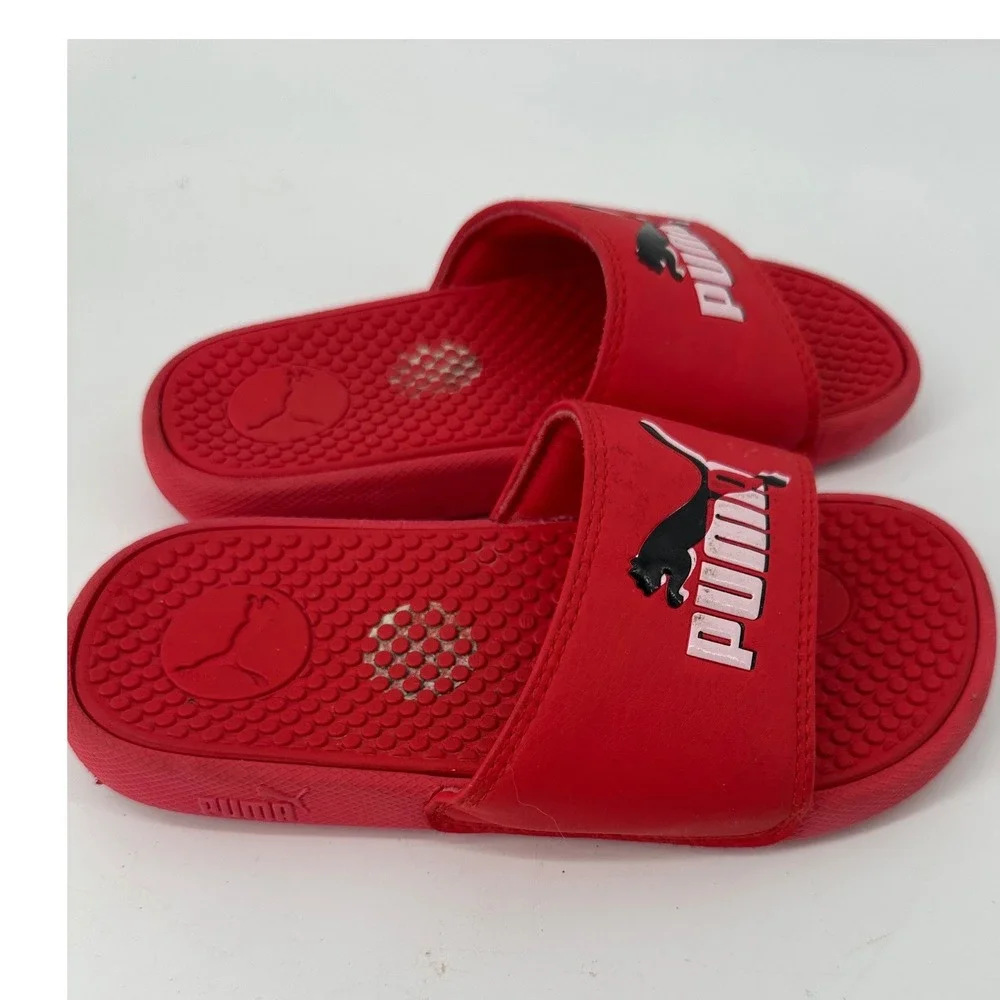 Puma Cool Cat Red Slides Kids Youth Size 13 Slip On Athletic Sandals